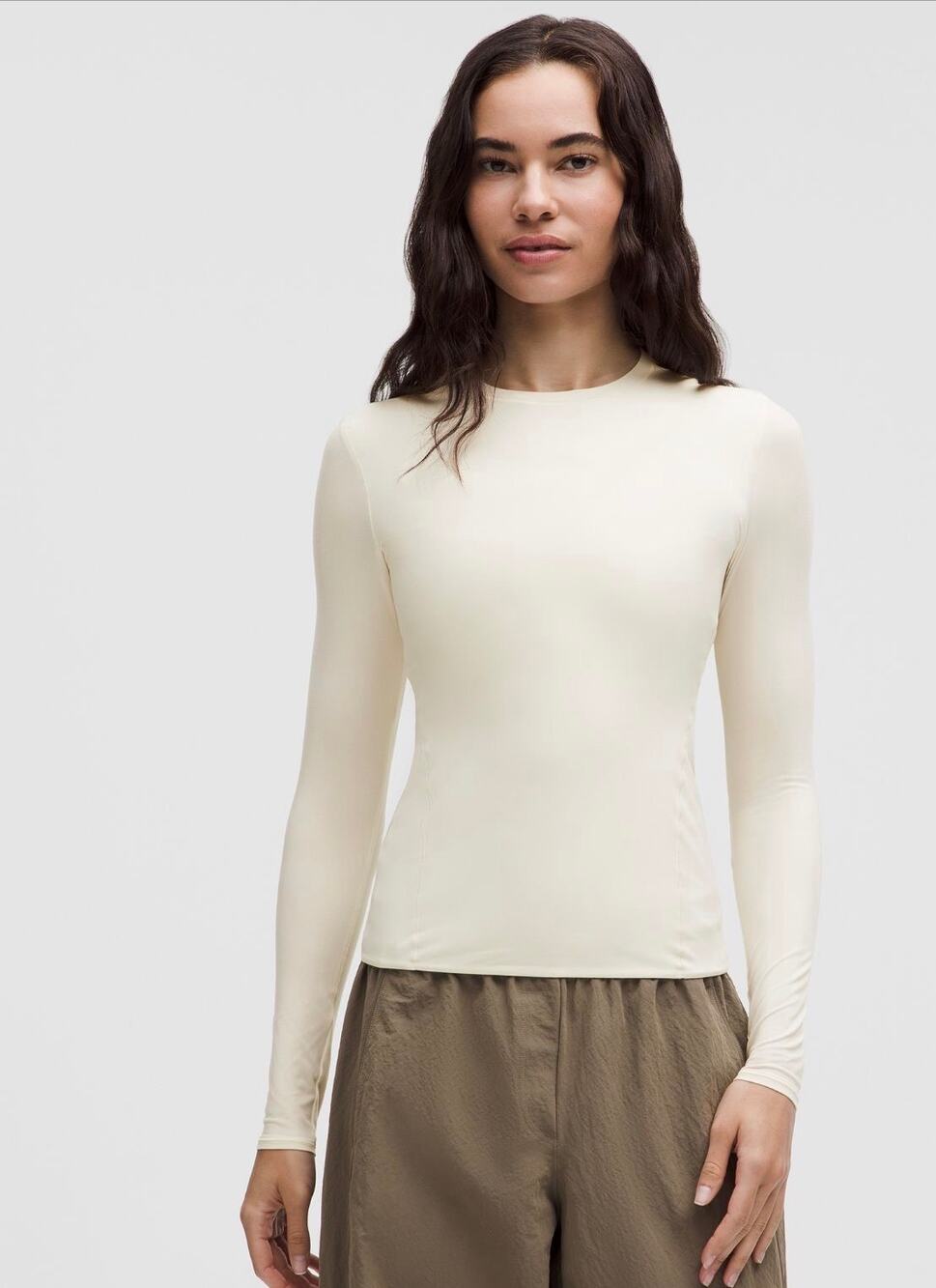 Lululemon Wondermost Ultra-Soft Nulu Long Sleeve Crew Neck Top Cream Size S